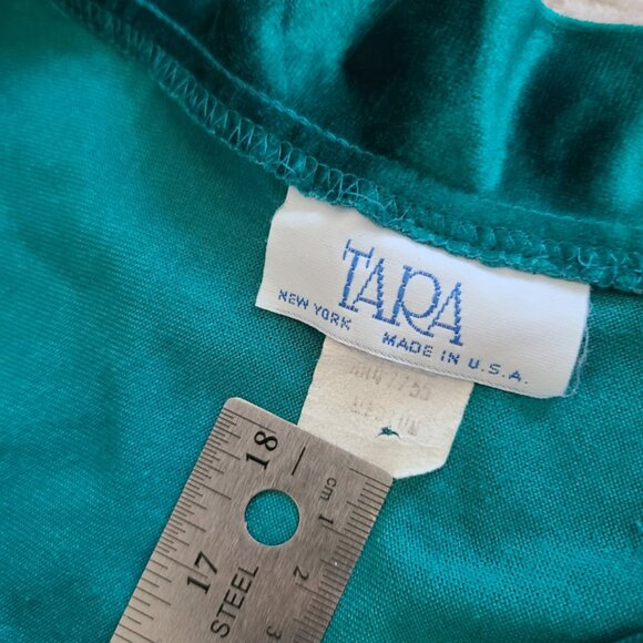 Vintage Tara New York Deep Emerald Teal Velour Nightgown Lace Ruffle Collar Made - Picture 6 of 9